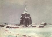 The old Cemetery Tower at Nuenen in thte Snow (nn040, Vincent Van Gogh